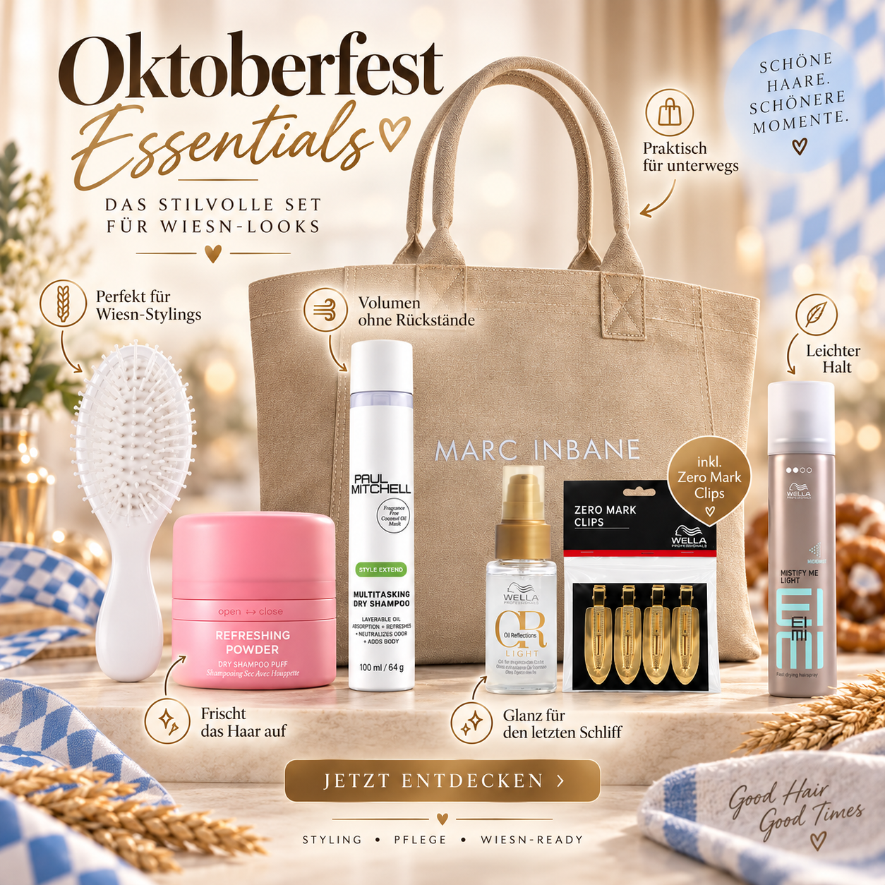 Oktoberfest Beauty Essentials Set – Styling, Frische & Glanz für den perfekten Wiesn-Look