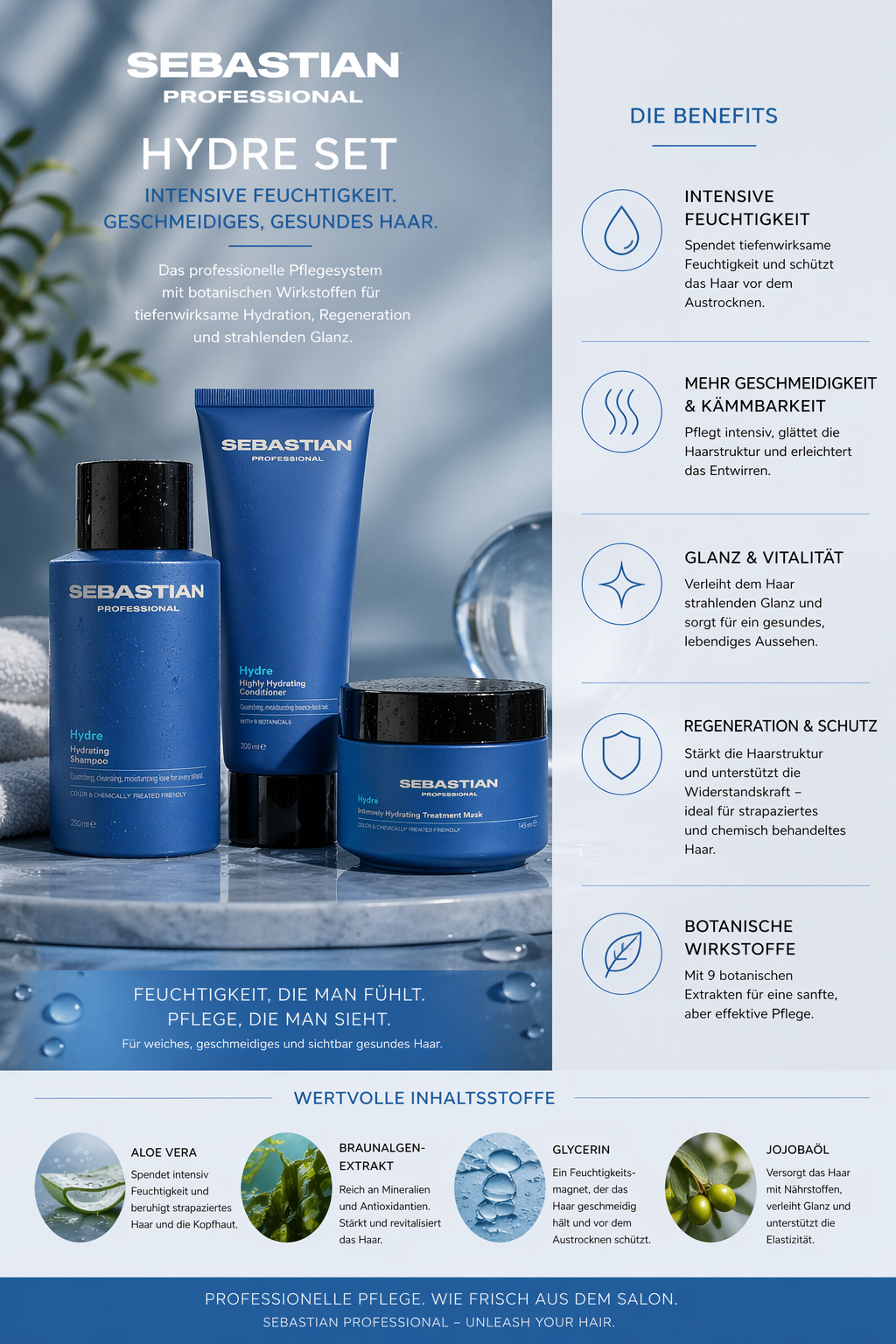 Sebastian Professional Hydre Set – Intensiv feuchtigkeitsspendende Pflege für trockenes & strapaziertes Haar