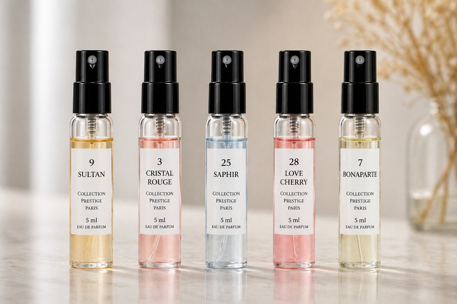 Collection Prestige Unisex-Bestseller Probierset - 5x 5-ml-Abfüllungen (No. 3, 7, 9, 25, 28) 