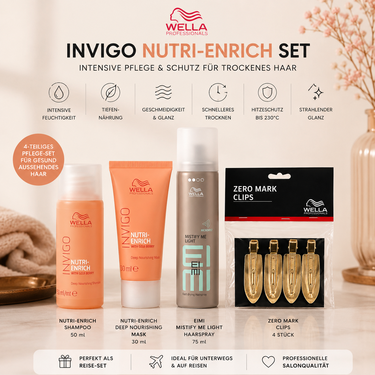Wella Professionals Invigo Nutri-Enrich Reise-Set – Intensive Pflege für trockenes & strapaziertes Haar