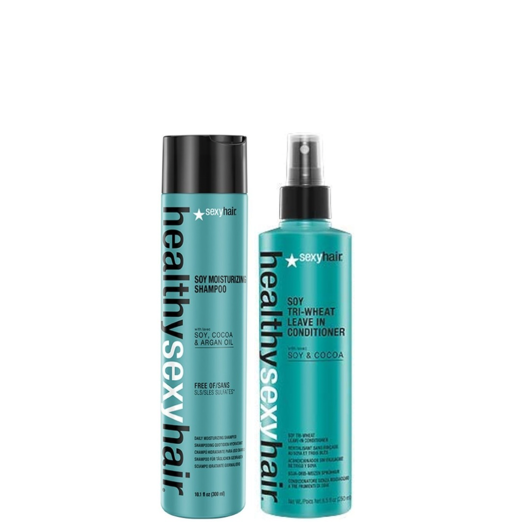 Sexyhair Soy Duo - Shampoo 300 ml + Tri-Wheat Leave-In Conditioner 250 ml 