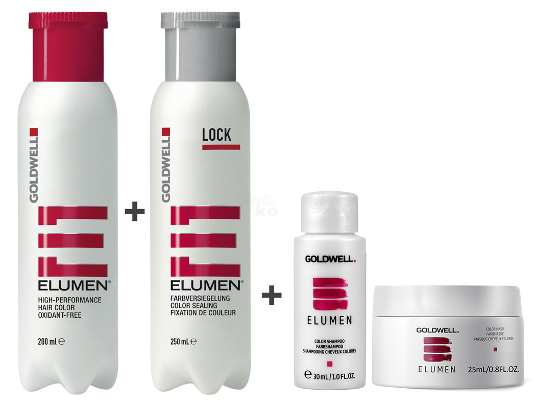 Goldwell Elumen Haarfarbe [Gy@9 Grau] 200ml + 250ml Lock Versiegelung + 30ml Color Shampoo + 25ml Color Maske
