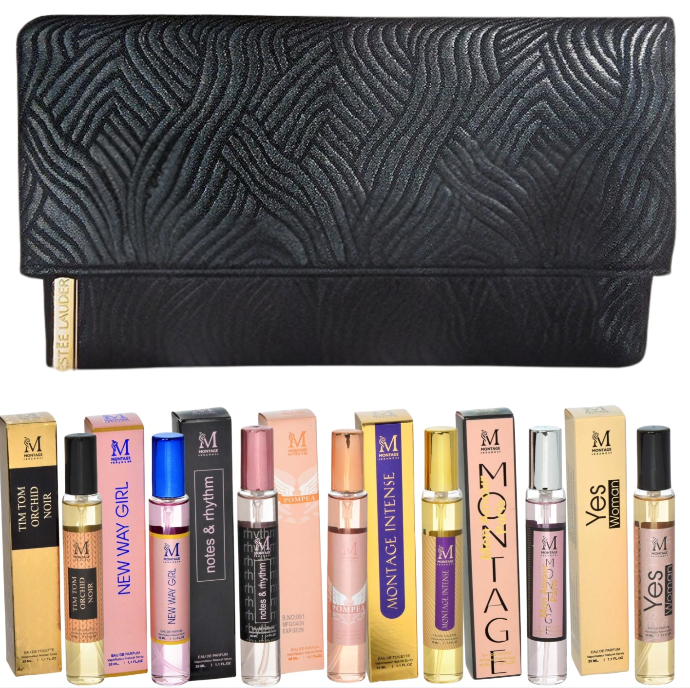 Duft-Geschenkset für Damen - 7x Parfums 35 ml mit exklusiver Estee Lauder Purse