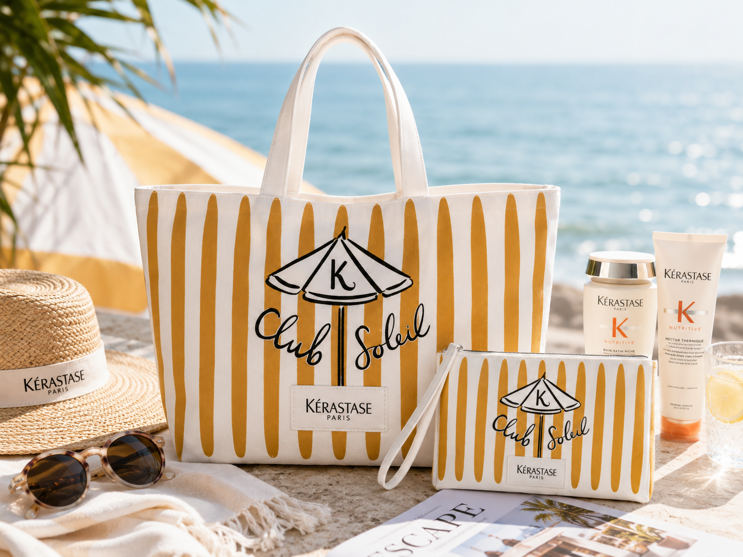 Kérastase „Club Soleil“ Summer Bag Set – Strandtasche + Beauty Bag
