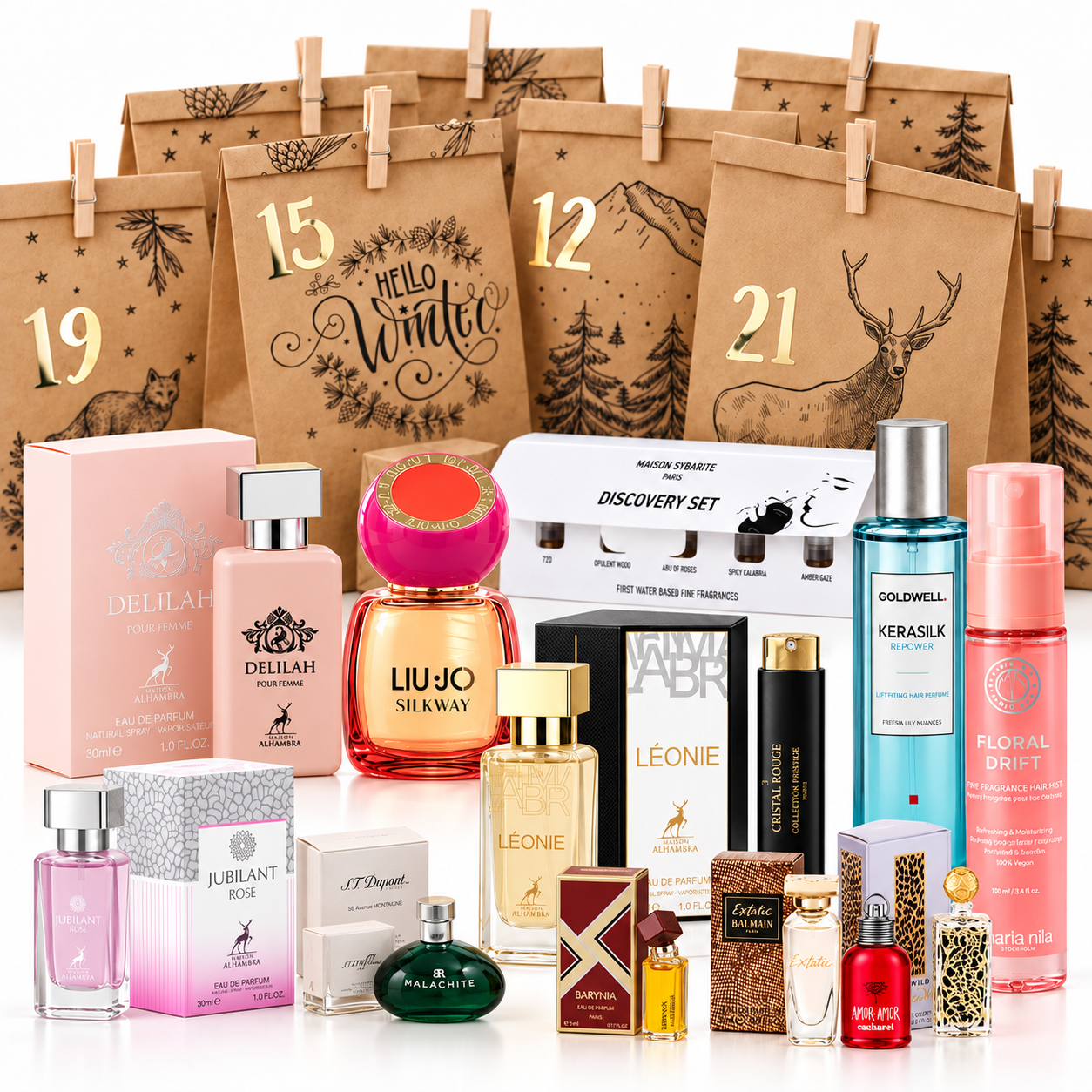 Parfum-Adventskalender für Damen, 24 Überraschungen inklusive, mit Tüten zum Selbstbefüllen