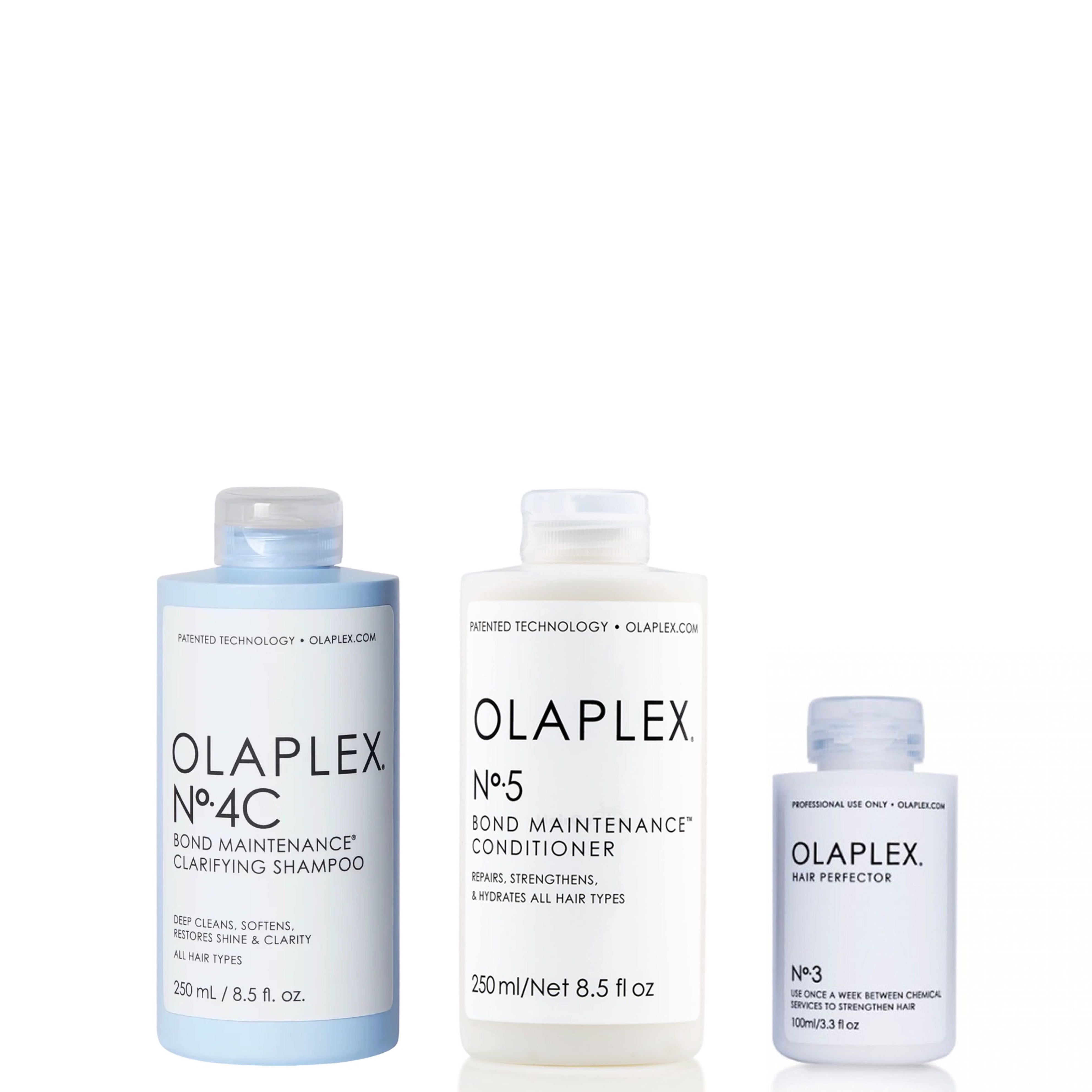 Olaplex Set Neu - No.4C Bond Maintenance Clarifying Shampoo 250 ml + No.5 Bond Maintenance Conditioner 250 ml + No.3 Hair Perfector 100 ml