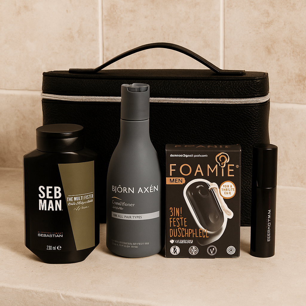 Exklusives Herren-Geschenkset – Pflege & Styling Set mit Seb Man, Björn Axén, Foamie Men & Sebastian Professional inkl. Kulturbeutel
