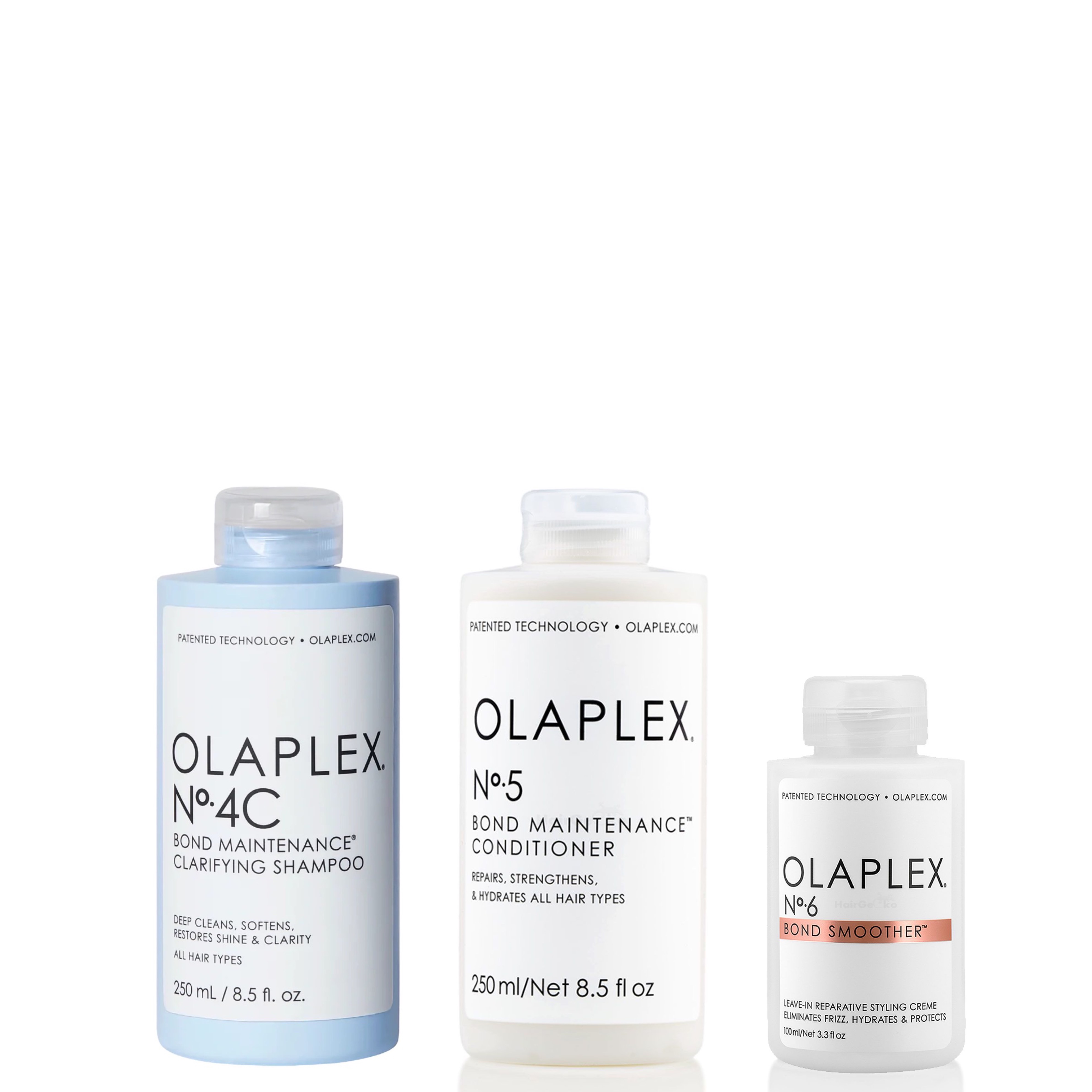 Olaplex Set Neu - No.4C Bond Maintenance Clarifying Shampoo 250 ml + No.5 Bond Maintenance Conditioner 250 ml + No.6 Bond Smoother 100 ml