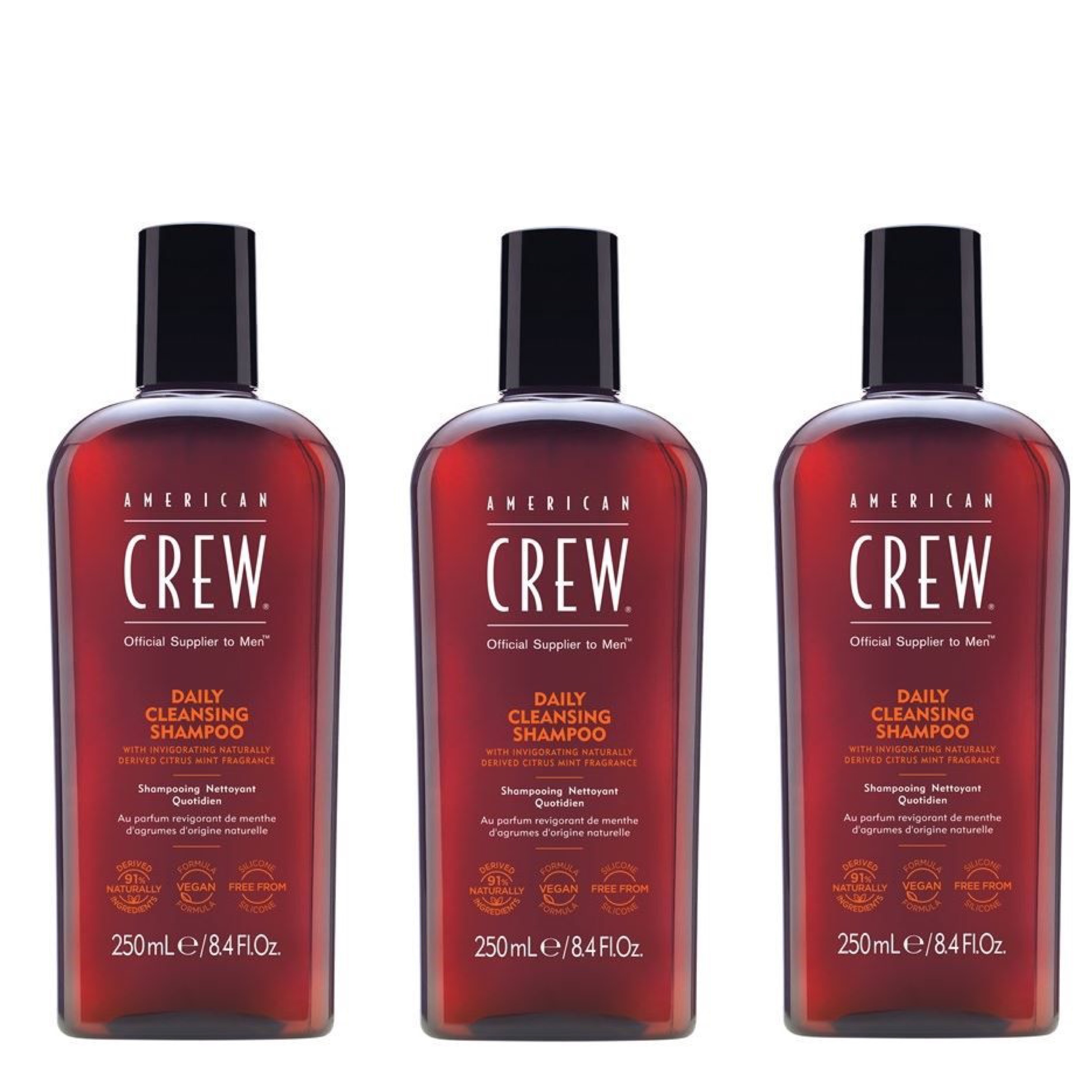 American Crew Daily Cleansing Shampoo 250 ml - 3er Set
