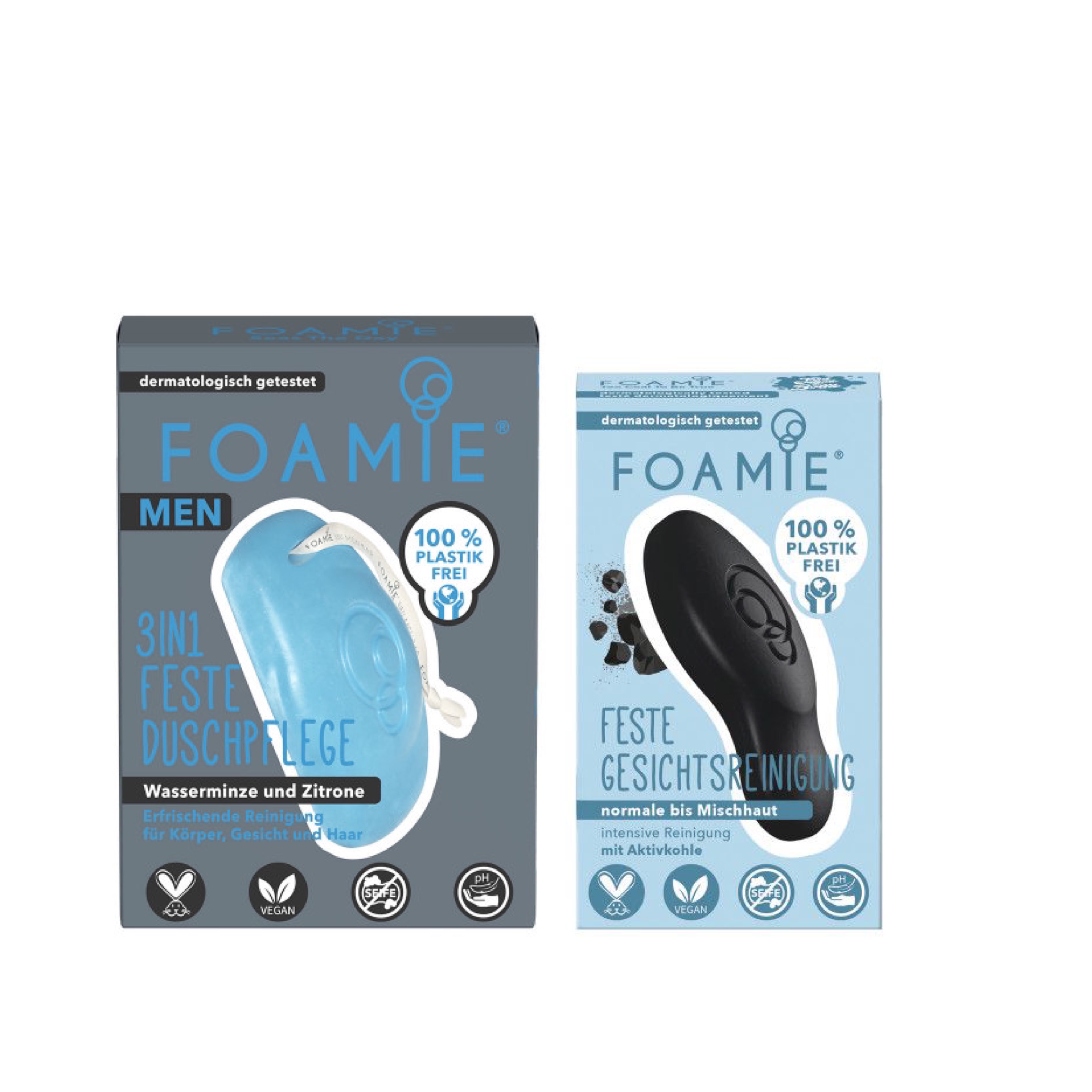 Foamie Men Wasserminze & Zitrone Set - 3 in 1 Duschpflege + Gesichtsreinigung