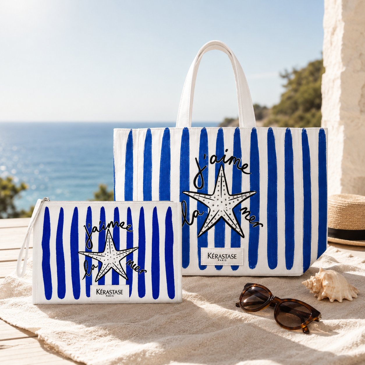 Kérastase „J’aime la mer“ Summer Bag Set – Strandtasche + Beauty Bag