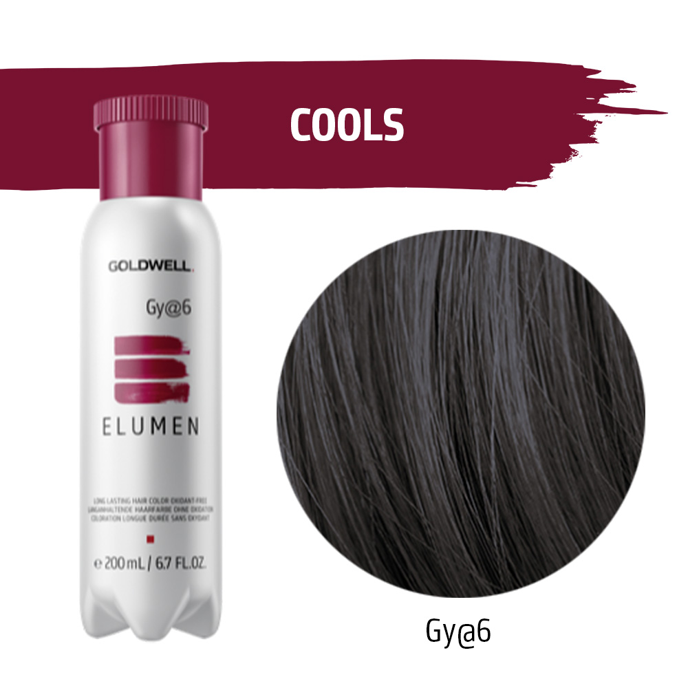 Goldwell Elumen Haarfarbe [Gy@6 Gray] 200ml + 250ml Lock Versiegelung + 1x Kerasilk Sachet / Probe