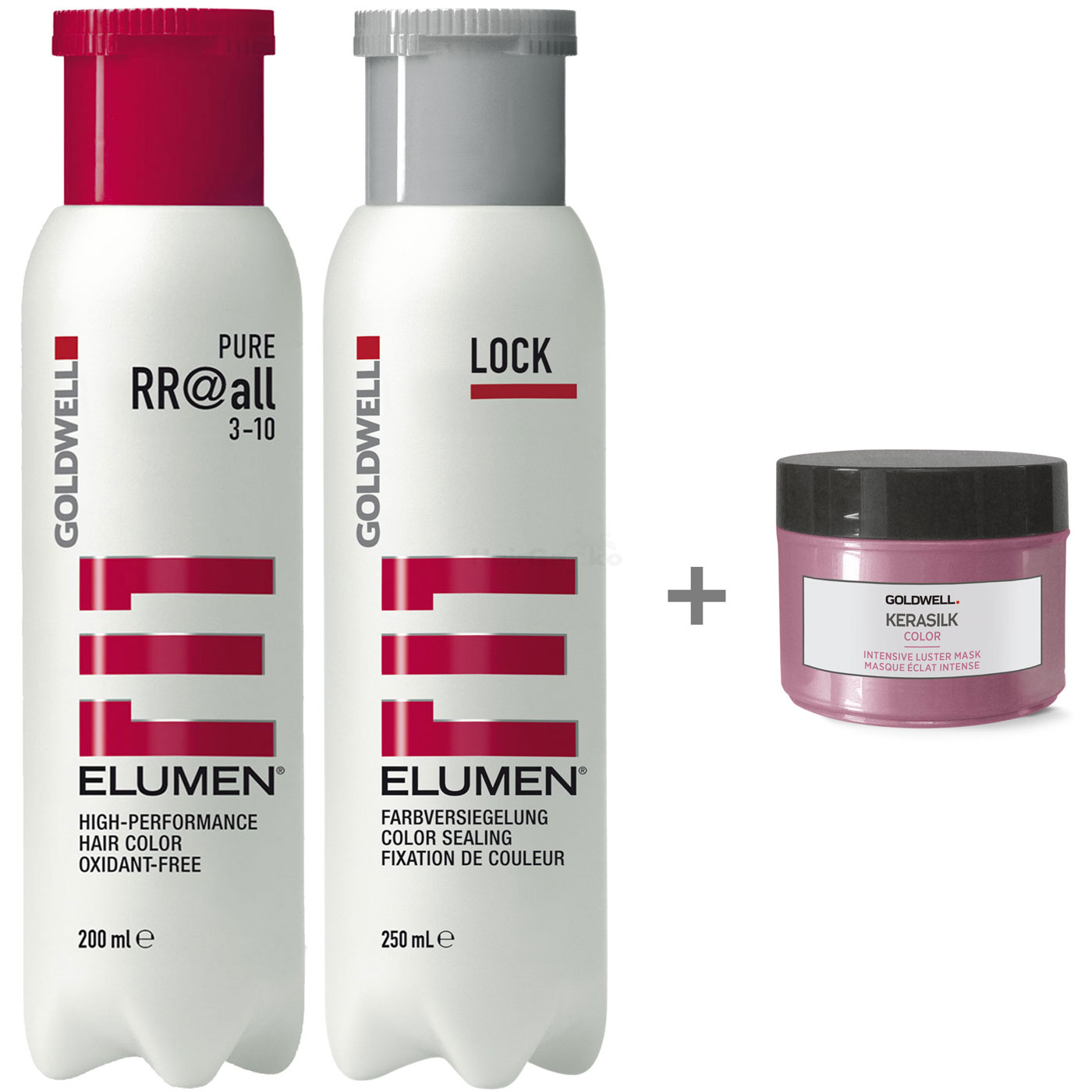 Goldwell Elumen Set - Pure Gy@9 Grau 200ml + Lock Versiegelung 250ml + Kerasilk Color Intensive Luster Mask Mini 25ml