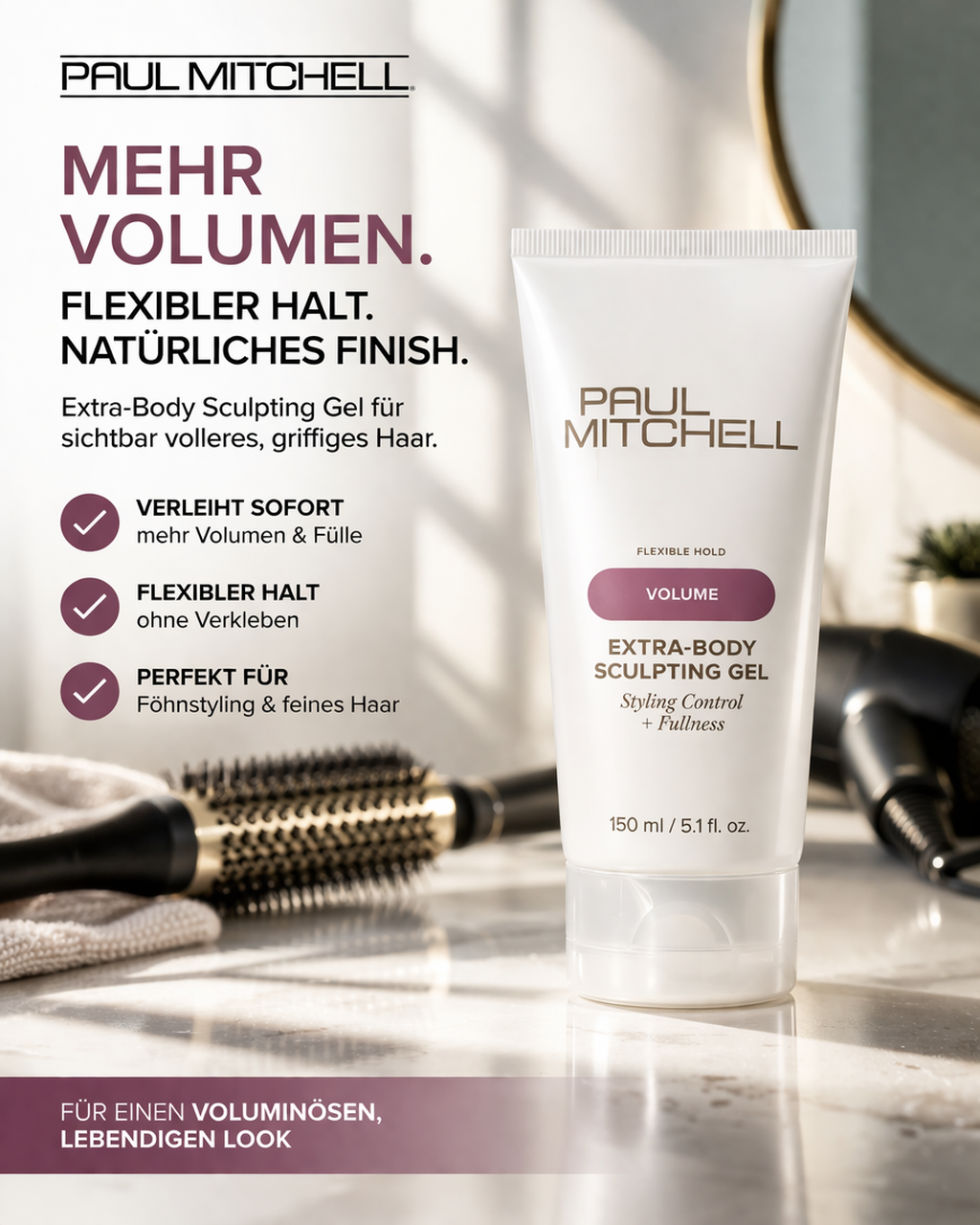 Paul Mitchell Volume Extra-Body Sculpting Gel 150 ml - Volumen Styling Gel mit flexiblem Halt