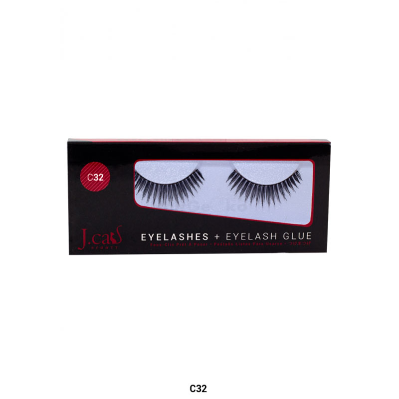 J.Cat Eyelashes Wimpern aus 100% Echthaar + Kleber - C32