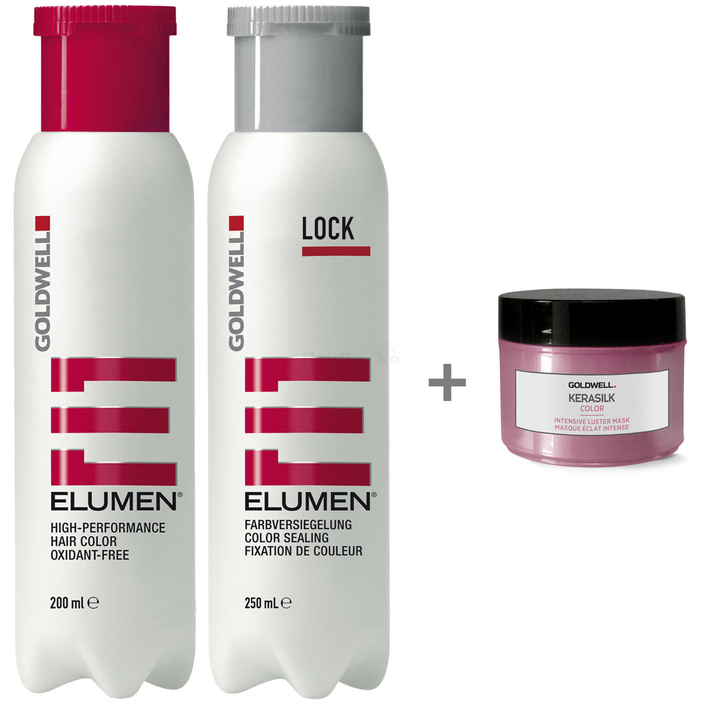 Goldwell Elumen Haarfarbe [SV@10] 200ml + 250ml Lock Versiegelung + Kerasilk Color Intensive Luster Mask Mini 25ml