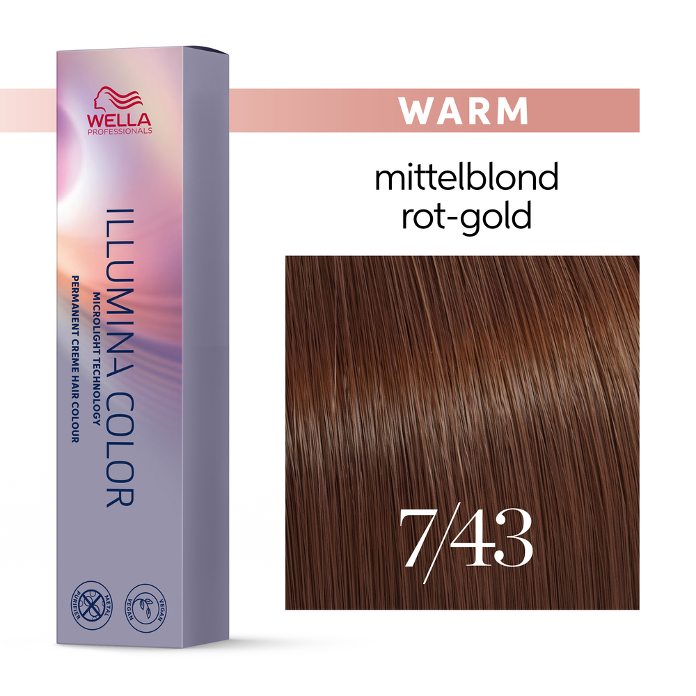 Wella Illumina Farbe 7/43 60 ml + Welloxon Perfect 6% 60 ml