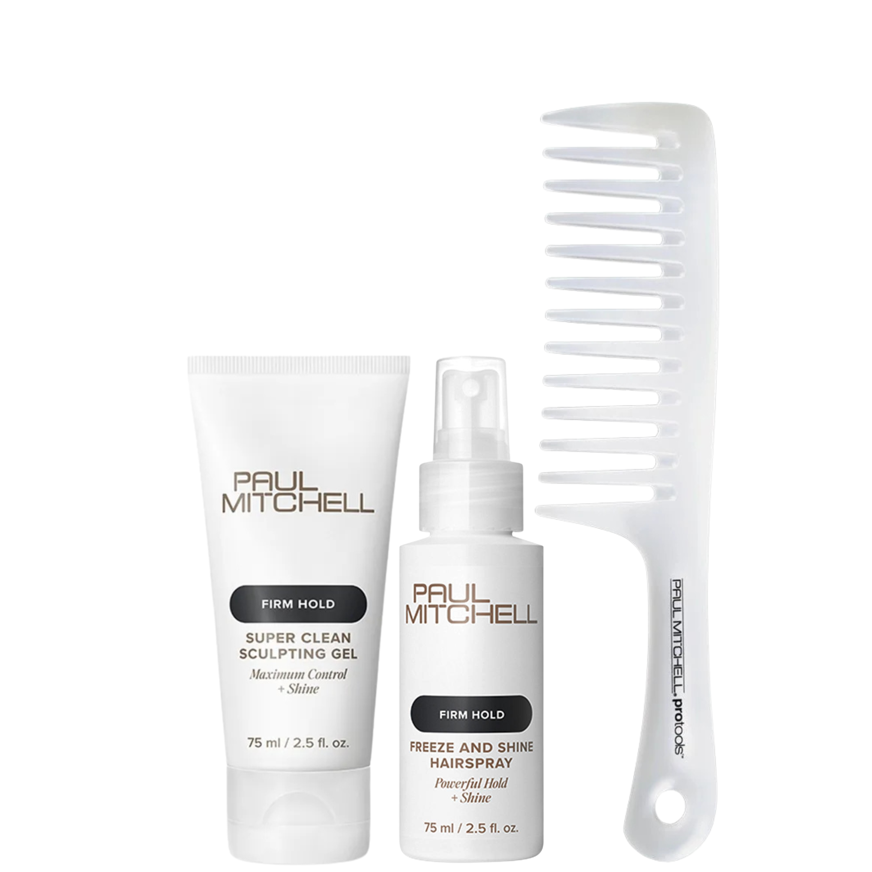 Paul Mitchell Firm Hold Travel Set – Styling Set mit Gel, Haarspray & Kamm – Starker Halt & Glanz 