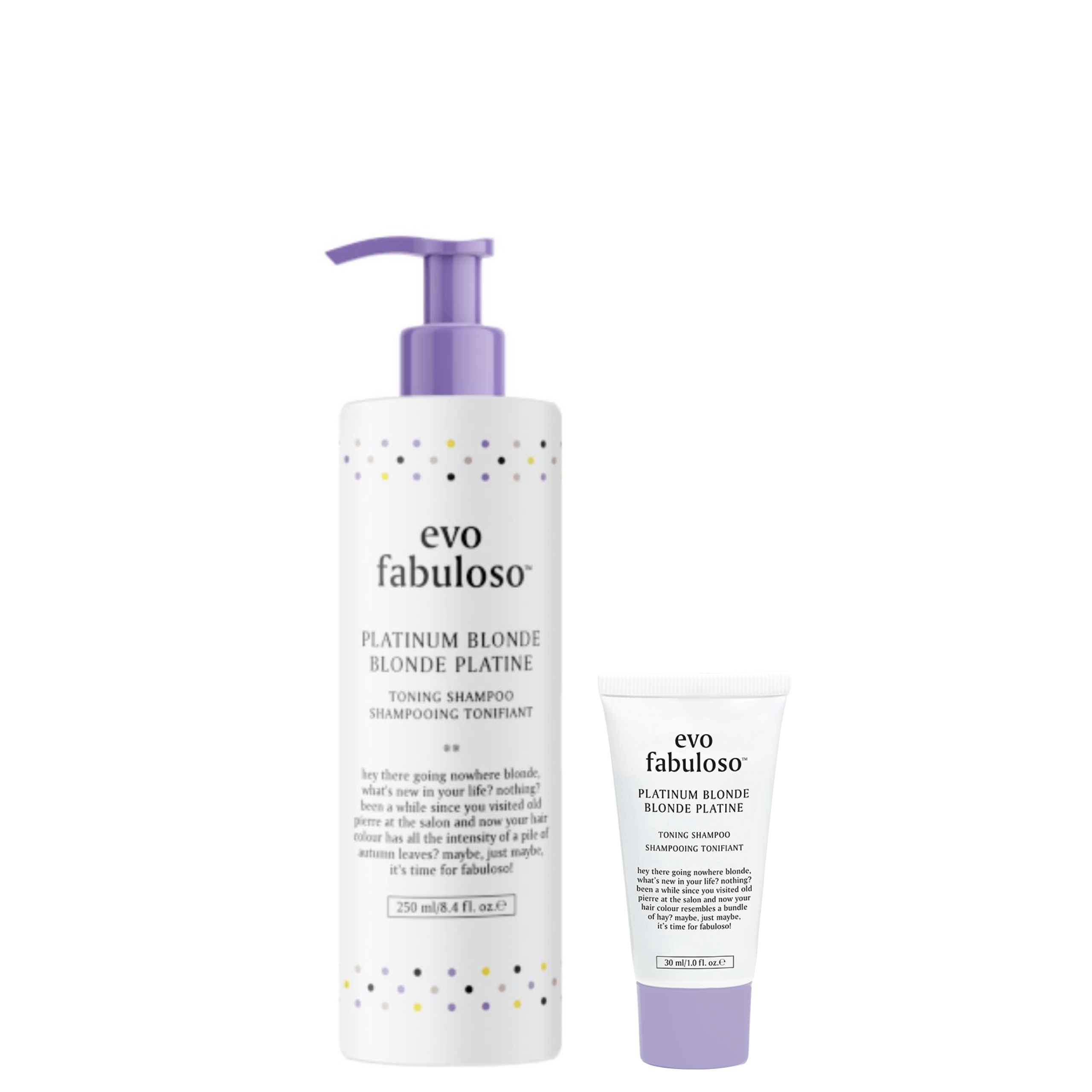 evo Fabuloso Platinum Blonde Toning Shampoo 250 ml + 30 ml Gratis