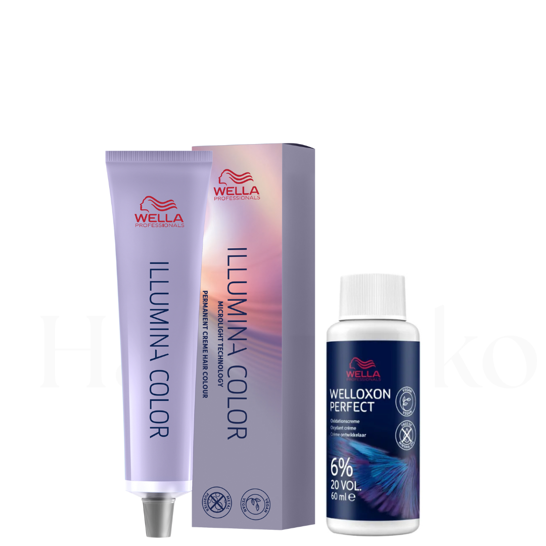 Wella Illumina Farbe 8/38 60 ml + Welloxon Perfect 6% 60 ml