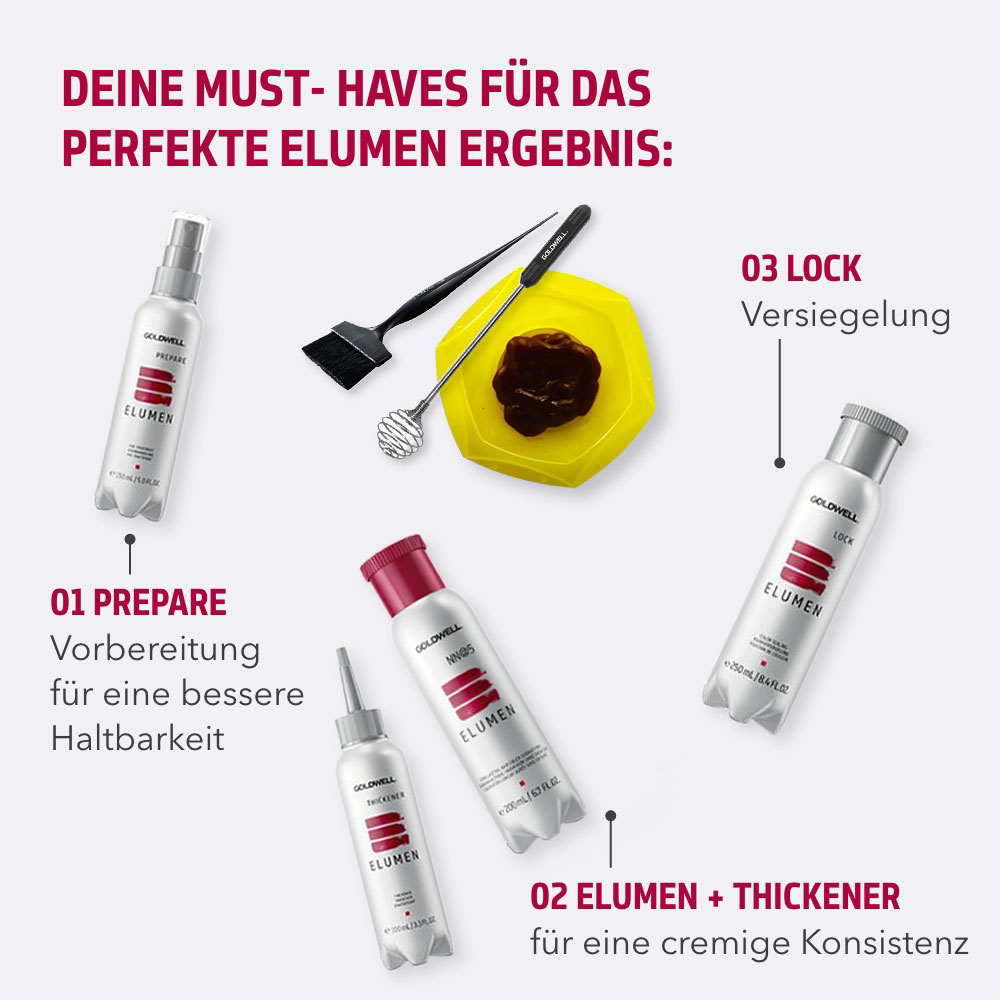 Goldwell Elumen Haarfarbe [AN@5] 200ml + 250ml Lock Versiegelung + 30ml Color Shampoo + 30ml Color Conditioner