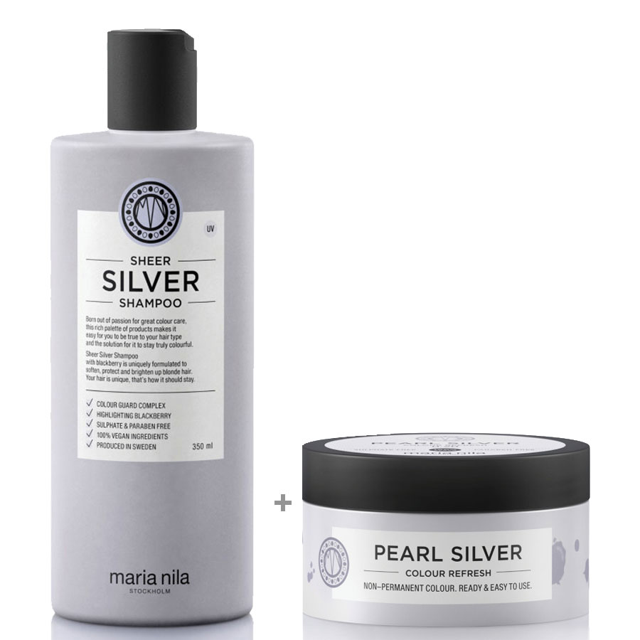 Maria Nila Sheer Silver Set - Shampoo 350ml + Colour Refresh Pearl Silver 0.20 100ml