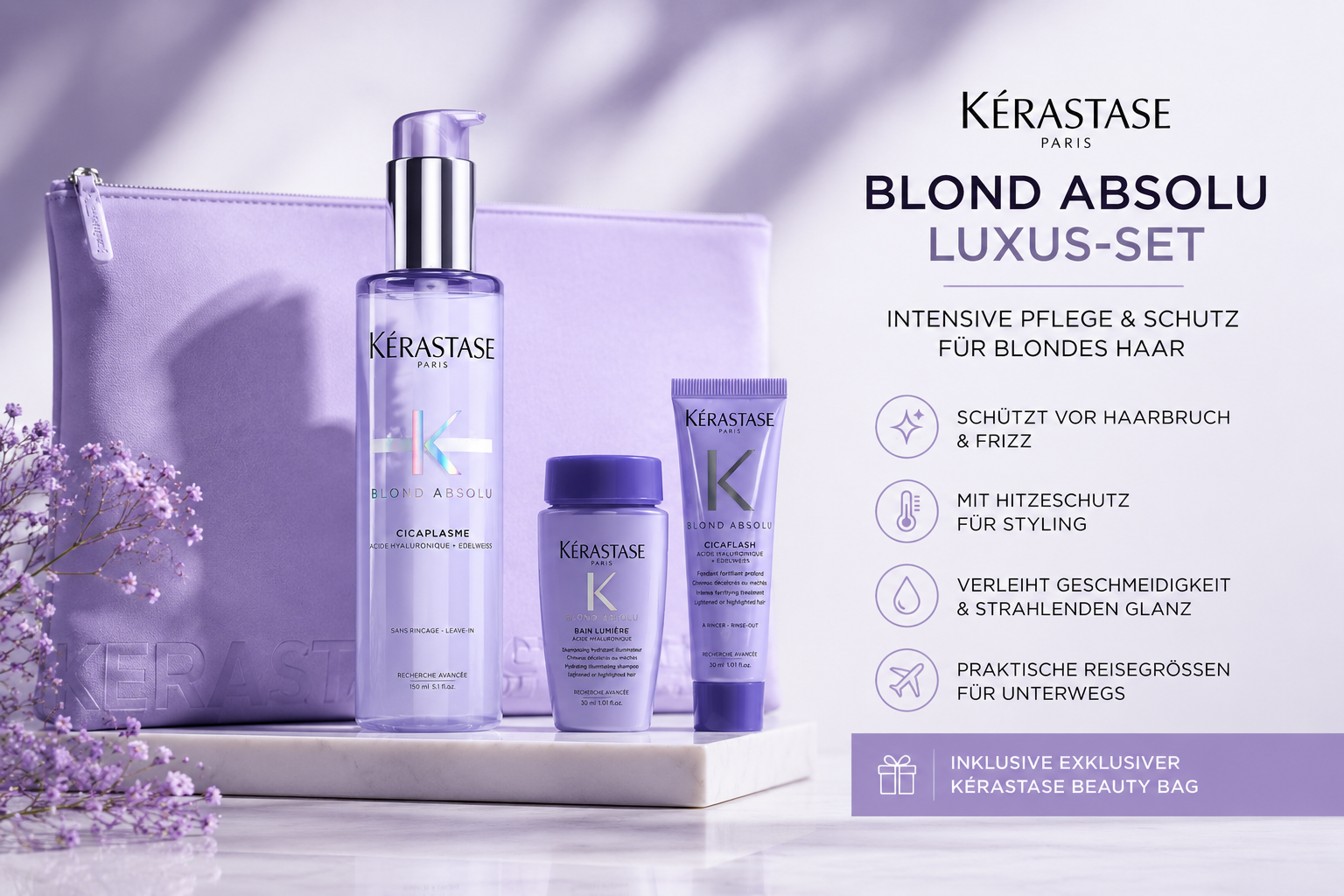 Kérastase Blond Absolu Cicaplasme 150 ml + 2 Minis und Beauty Bag