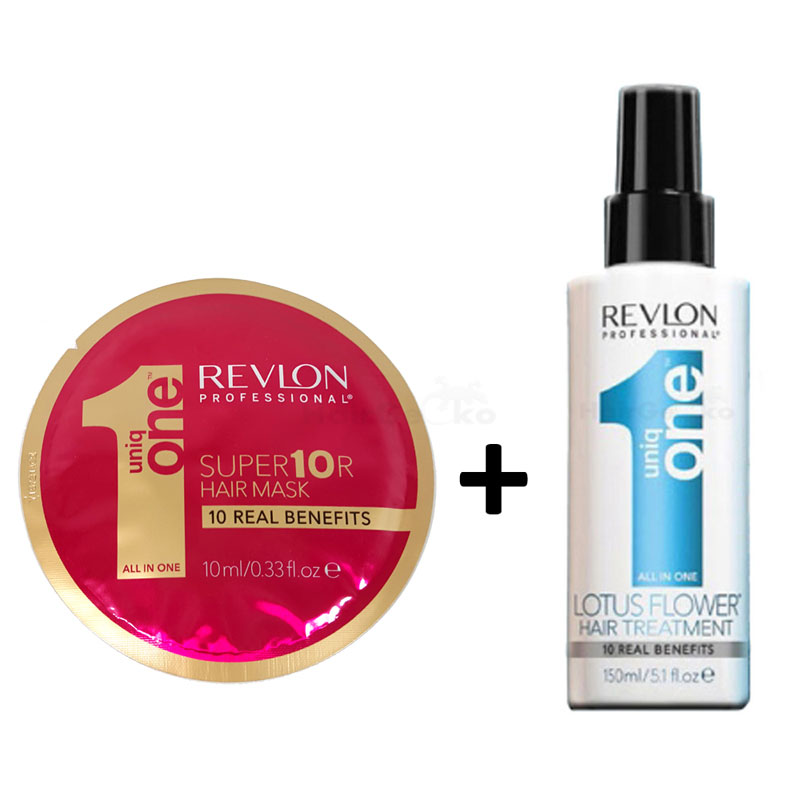 Revlon UNIQ One Lotus Flower Hair Treatment 150ml + Super 10R Hair Mask 10ml