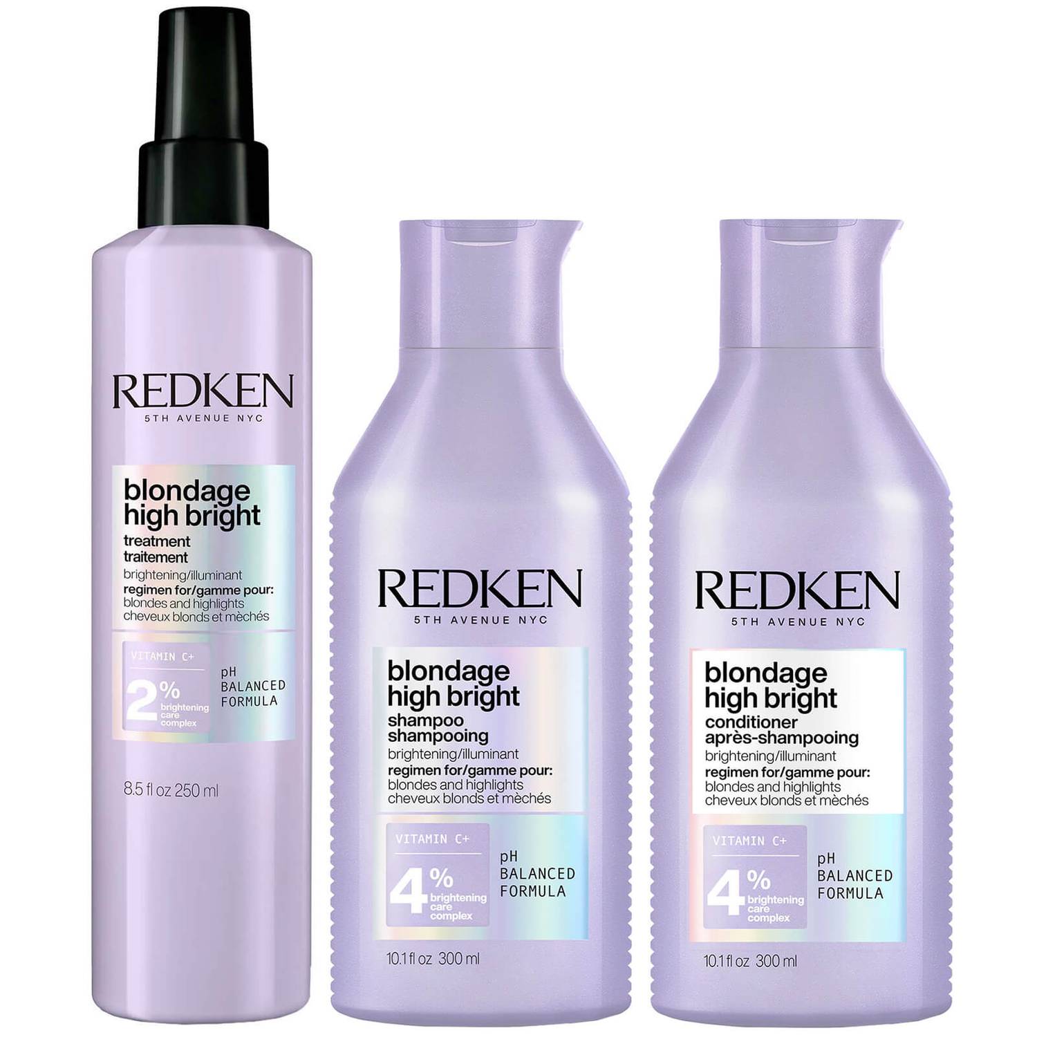 Redken Blondage High Bright Trio - Shampoo 300 ml + Conditioner 300 ml + Pre-Treatment 250 ml