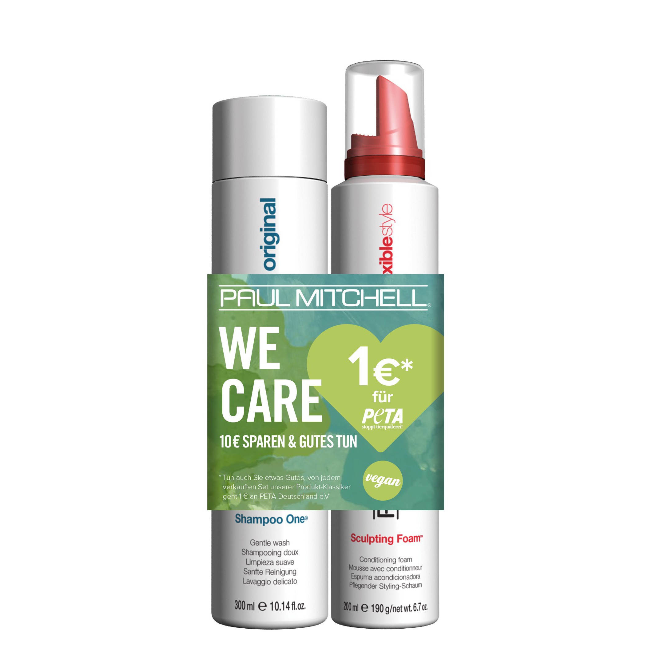 Paul Mitchell Peta We Care Duo - Shampoo One 300 ml + Sculpting Foam 200 ml