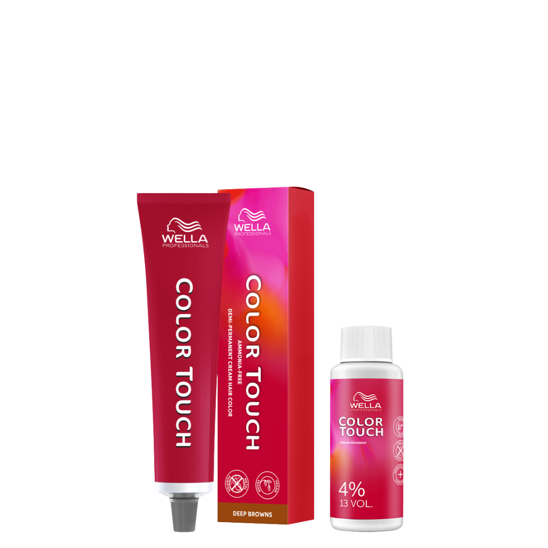 Wella Color Touch Deep Browns 4/77 60 ml + Intensiv-Emulsion 4 % 60 ml