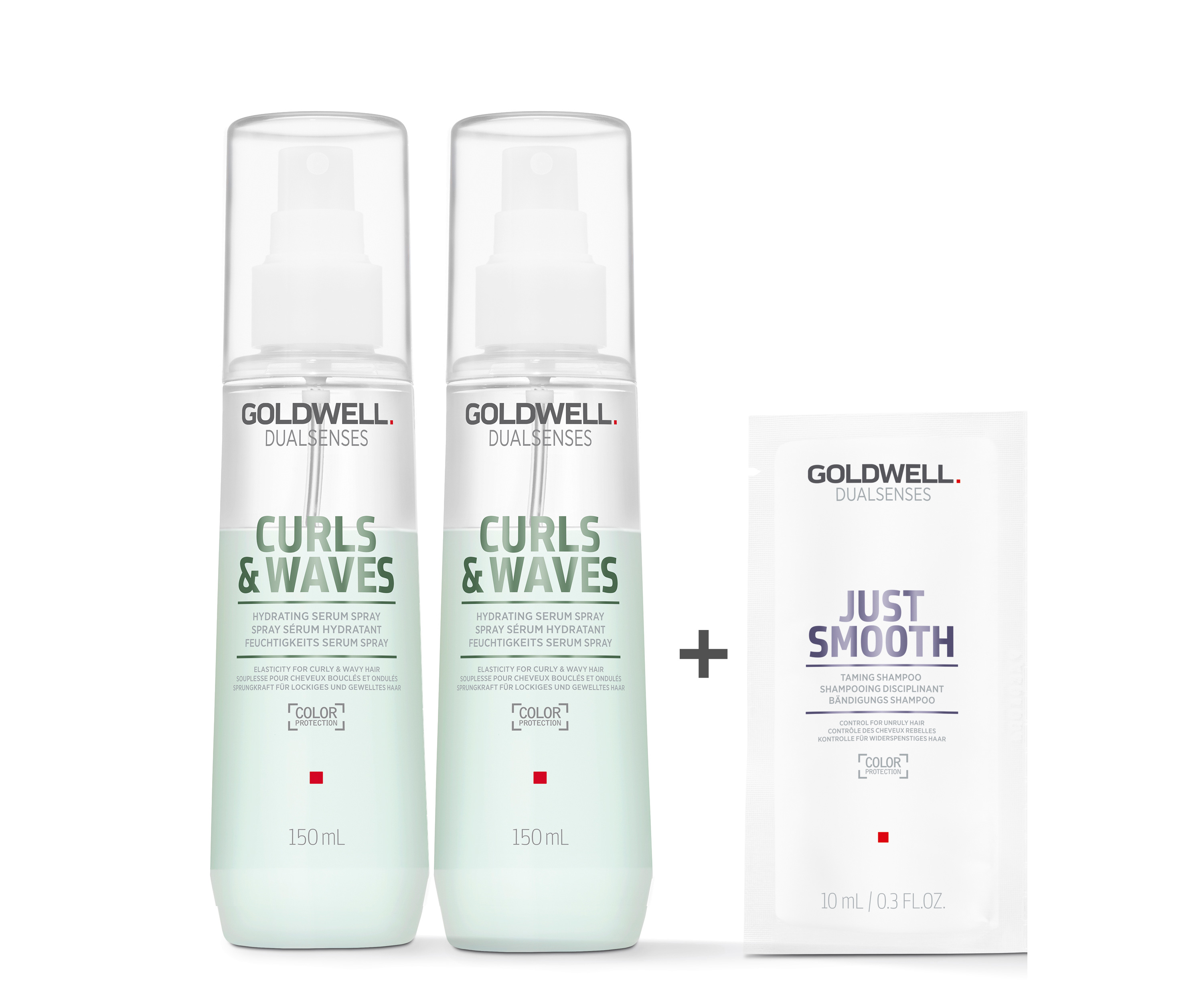 Goldwell Dualsenses Curls & Waves Feuchtigkeits Serum Spray 2x150ml = 300ml + Just Smooth Sachet 10ml