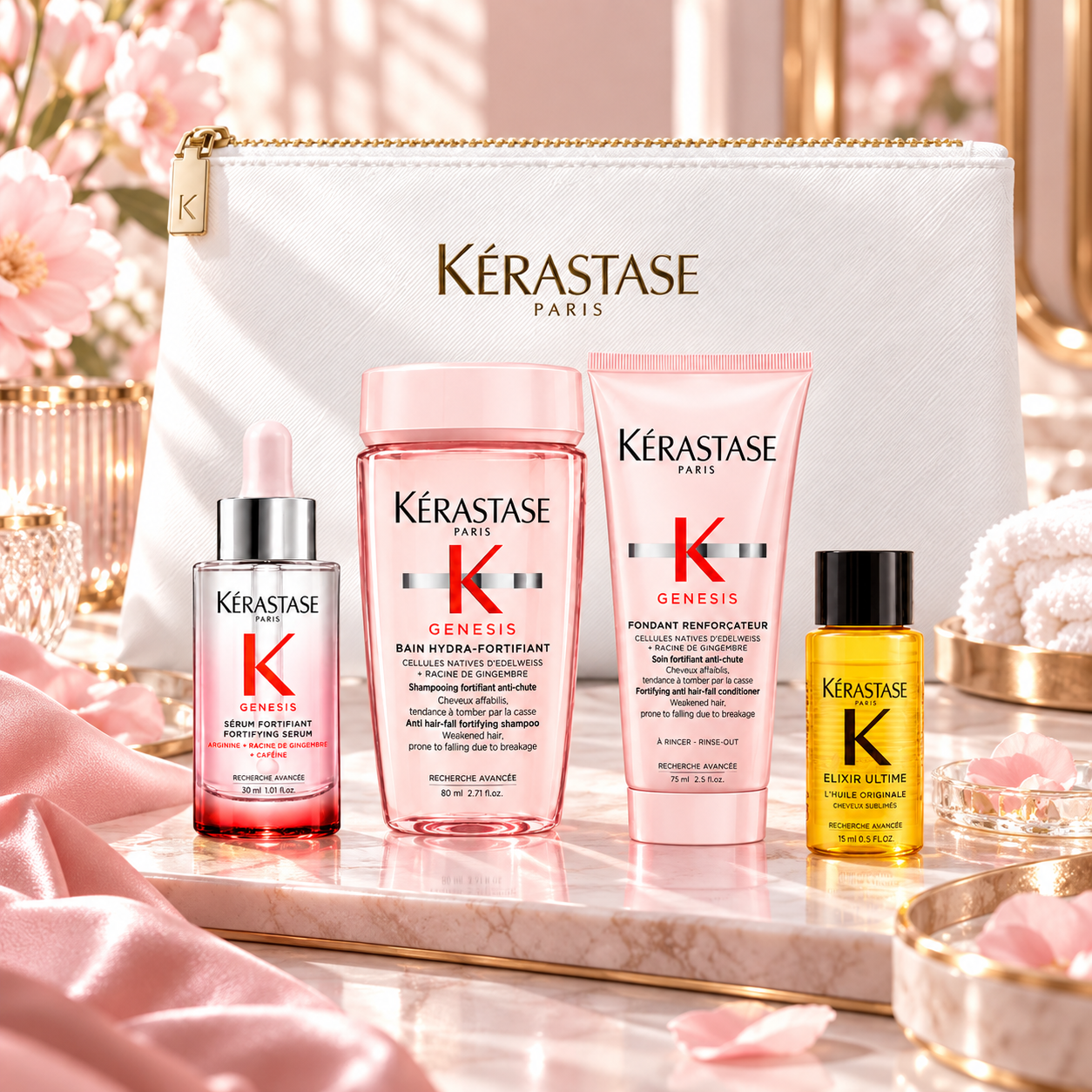Kérastase Genesis Reiseset – 4 Pflegeprodukte + Kosmetiktasche