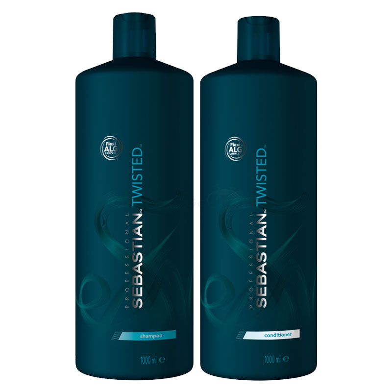 Sebastian Twisted Elastic Set - Cleanser Shampoo 1l + Detangler Conditioner 1l