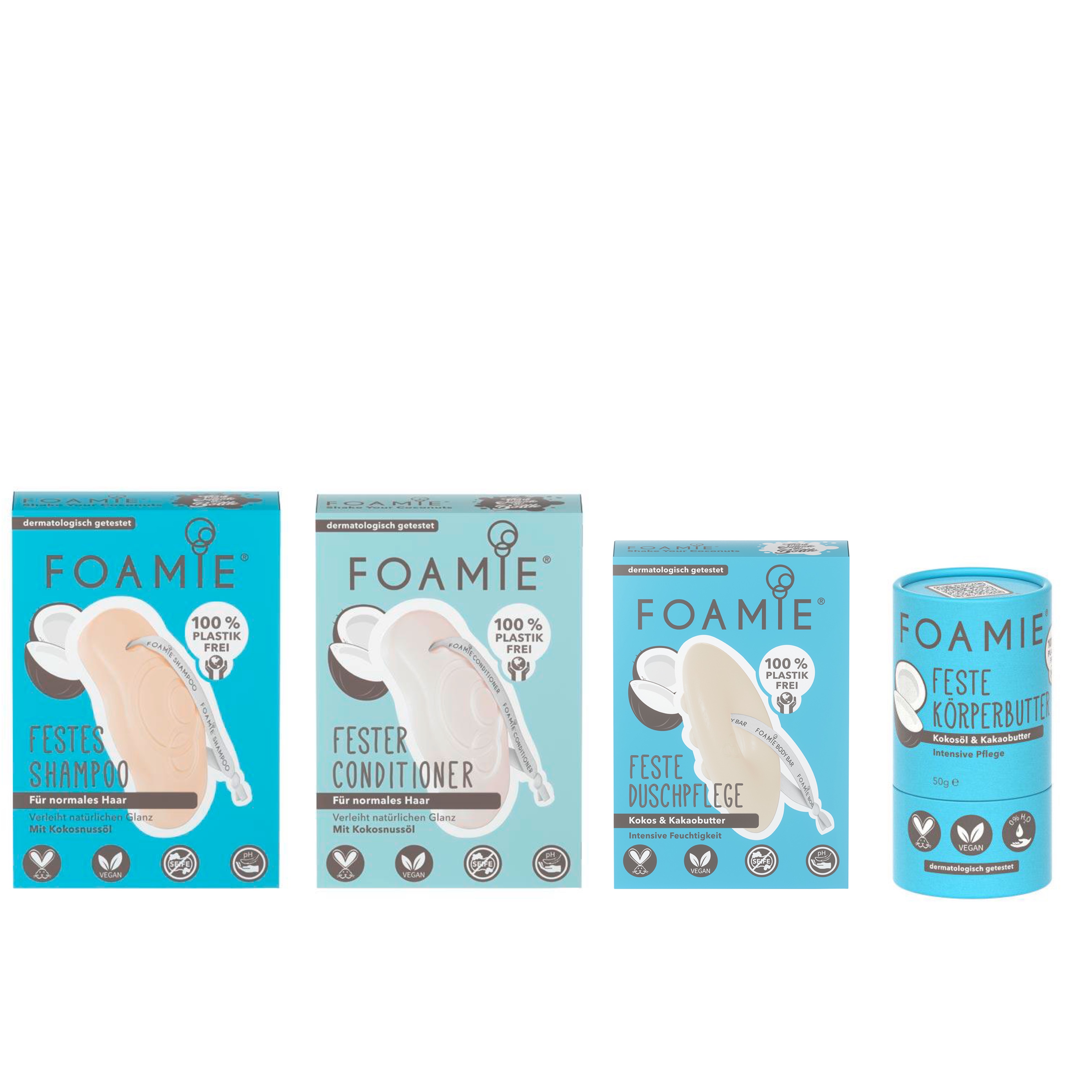 Foamie Shake your Coconuts Set - Shampoo + Conditioner + Duschpflege + Körperbutter