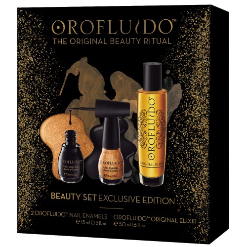 Orofluido Original Beauty Set / Geschenkset - Original Elixir 50ml + 2x Nail Enamels / Nagellack je 15ml