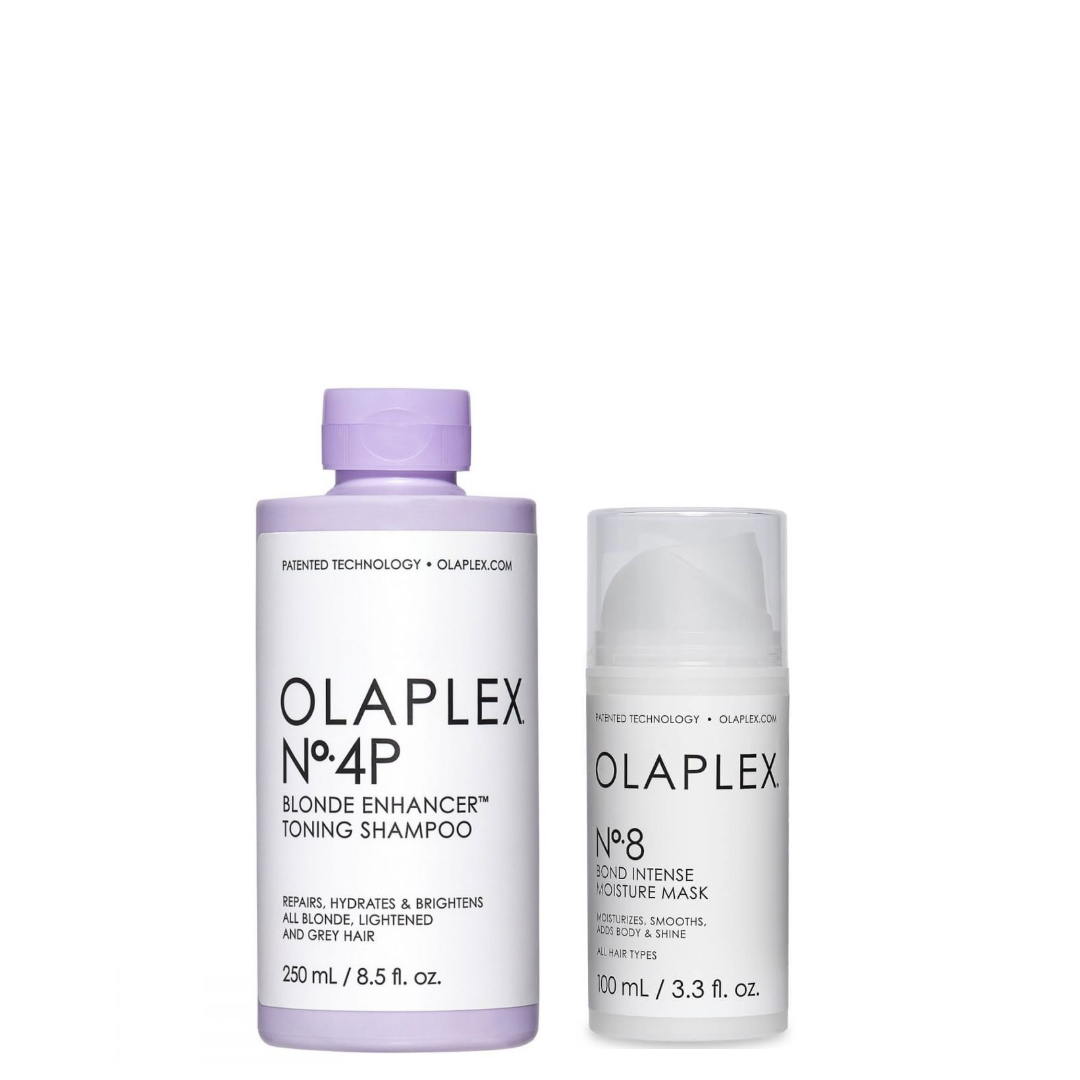 Olaplex Set - No.4P Blonde Enhancer Toning Shampoo 250ml + No.8 Bond Intense Moisture Mask 100ml
