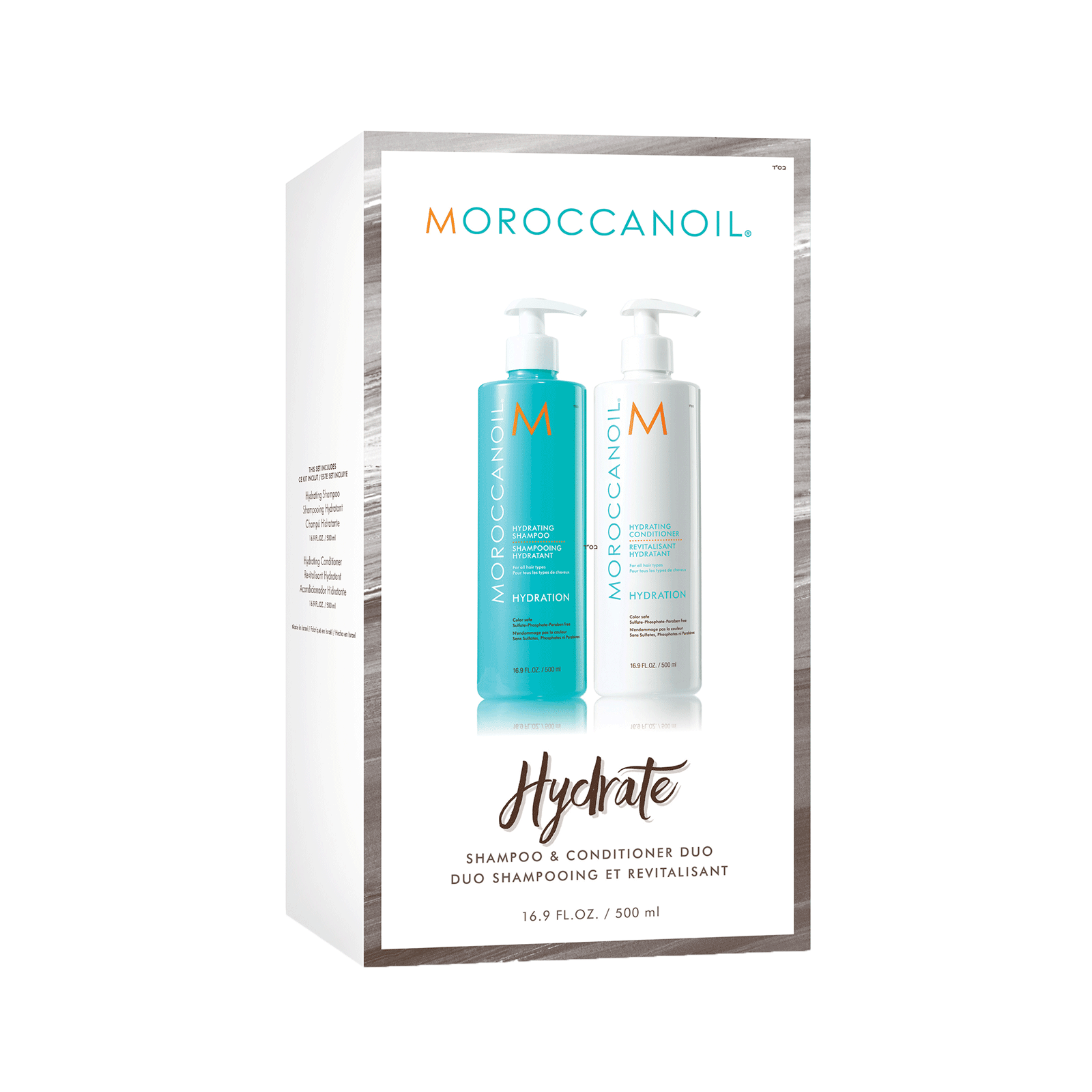 Moroccanoil Hydrate Box Set - Feuchtigkeits Shampoo 500ml + Feuchtigkeits Conditioner 500ml + 2 Pumpen 