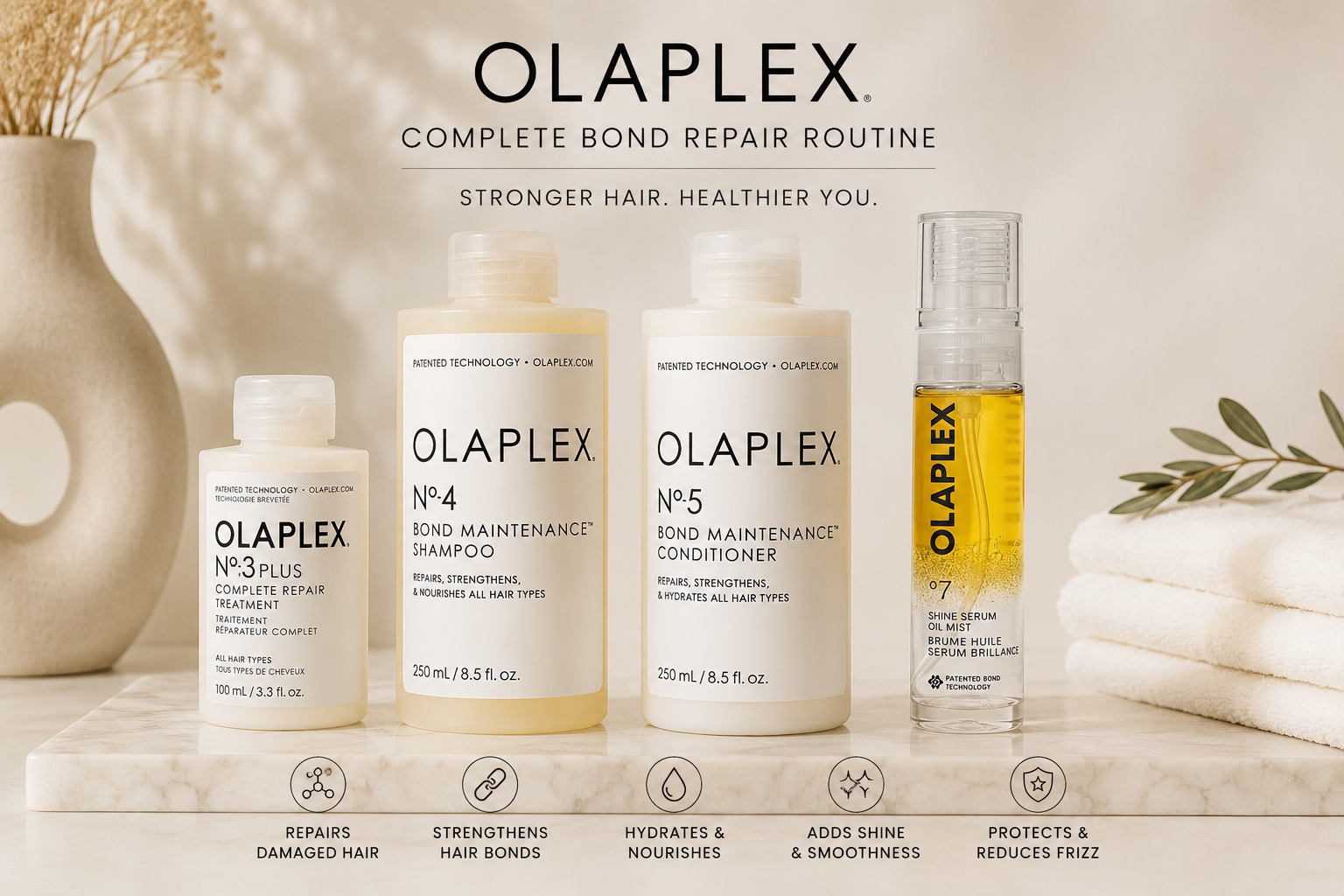 OLAPLEX Bond Repair Routine Set – Intensive Reparatur & strahlender Glanz für geschädigtes Haar