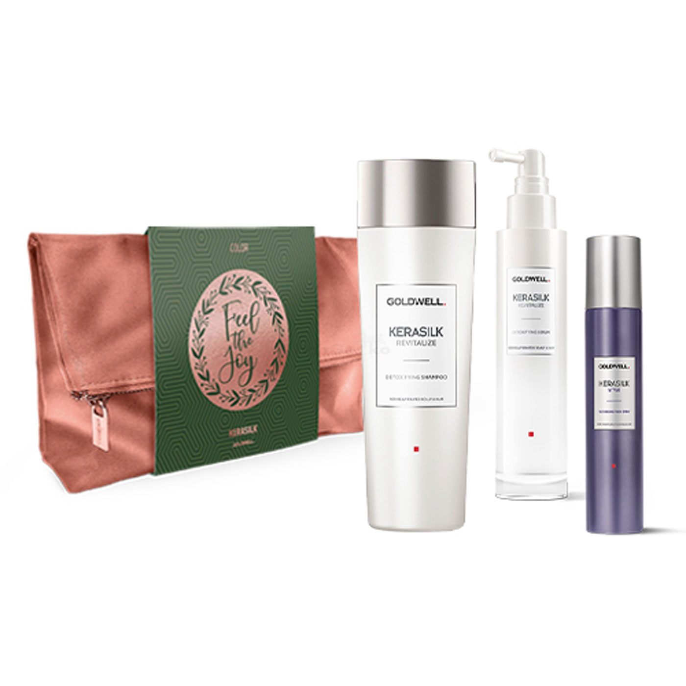 Goldwell Kerasilk Revitalize Xmas Bag Tasche Set - Revitalize Detoxifying Shampoo 250ml + Revitalize Detoxifying Serum 100ml + Style Textur Refresh Spray 75ml + Tasche