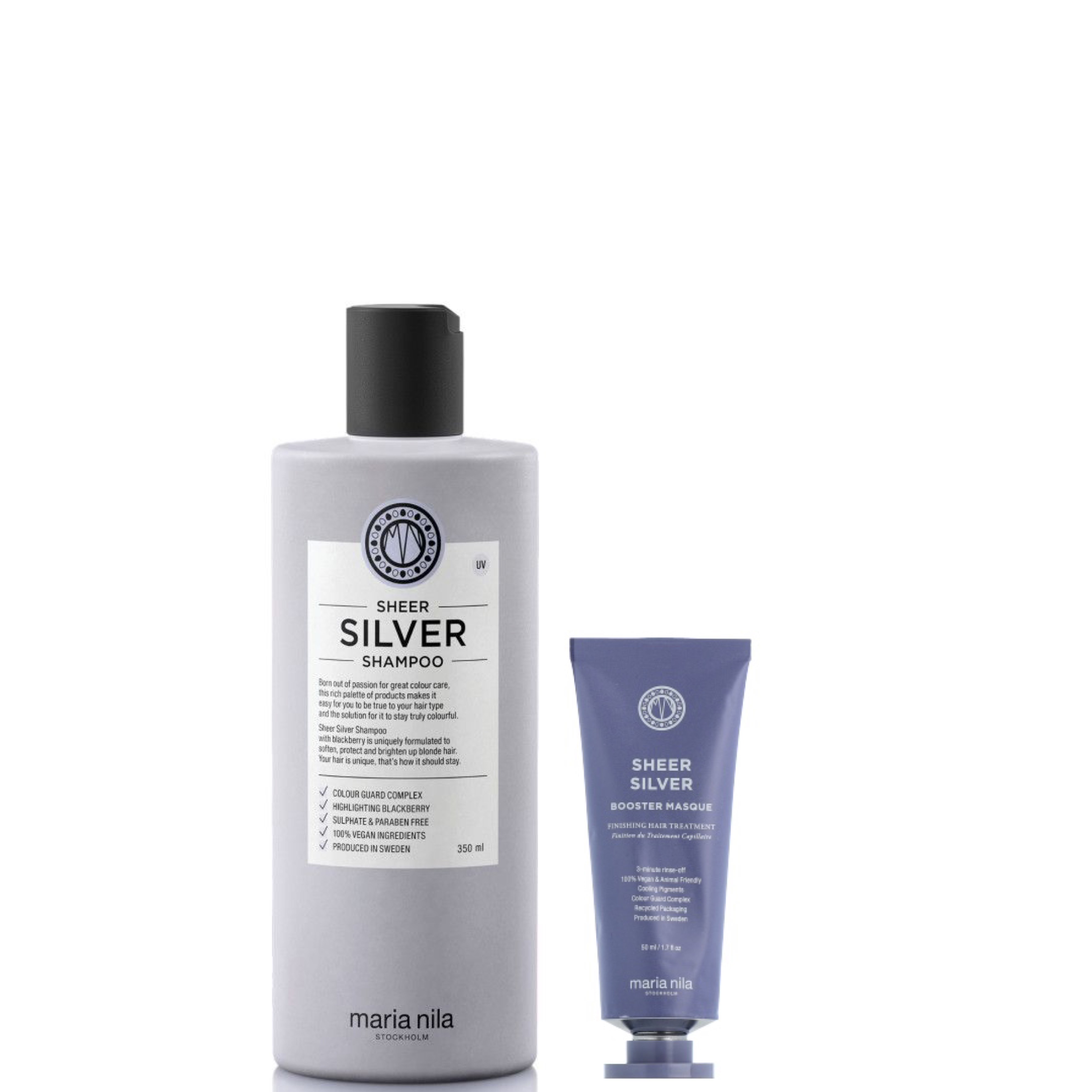 Maria Nila Sheer Silver Shampoo 350 ml + Booster Masque 50 ml