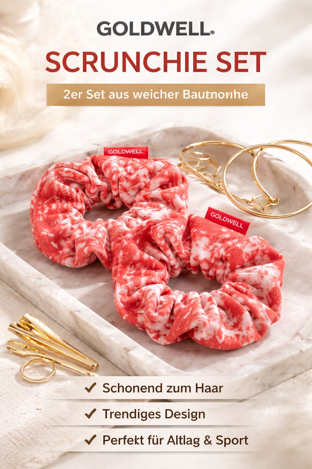Goldwell Scrunchie Duo - 2er Set Haargummis aus Baumwolle – Schonend für das Haar